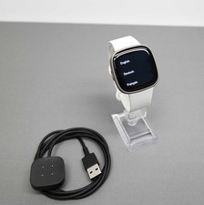 Fitbit Versa 4 FB523 Smartwatch Platinum Aluminum with White Band