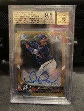 2018 bowman chrome william contreras Gold Shimmer Auto 8/50 Bgs 9.5