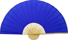 Solid Color Unpainted Folding Wall Fan Decor Art 60 inch wide, Blue 