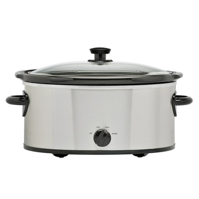 Mainstays 6 Quart Oval Slow Cooker with Stainless Steel Finish and Glass Lid