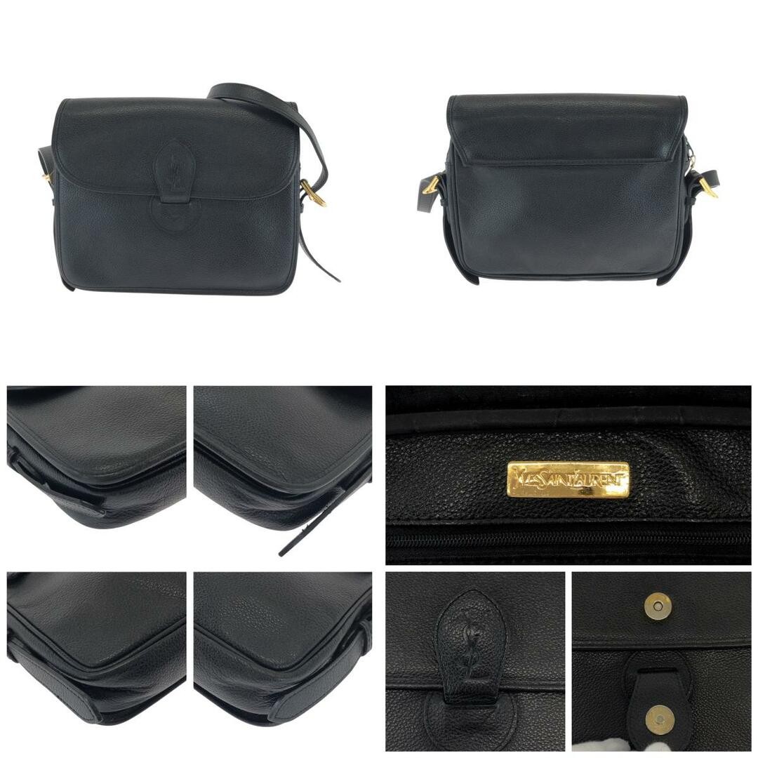 Borsa a tracolla Yves Saint Laurent vintage Ysl nera oro ferramenta pelle pochette