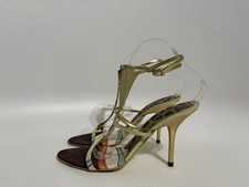 Sandalo vintage Roberto Cavalli stampa gialla tacco 40