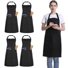 4 Pack Chef Apron Adjustable with 2 Pockets Unisex for Cooking Kitchen