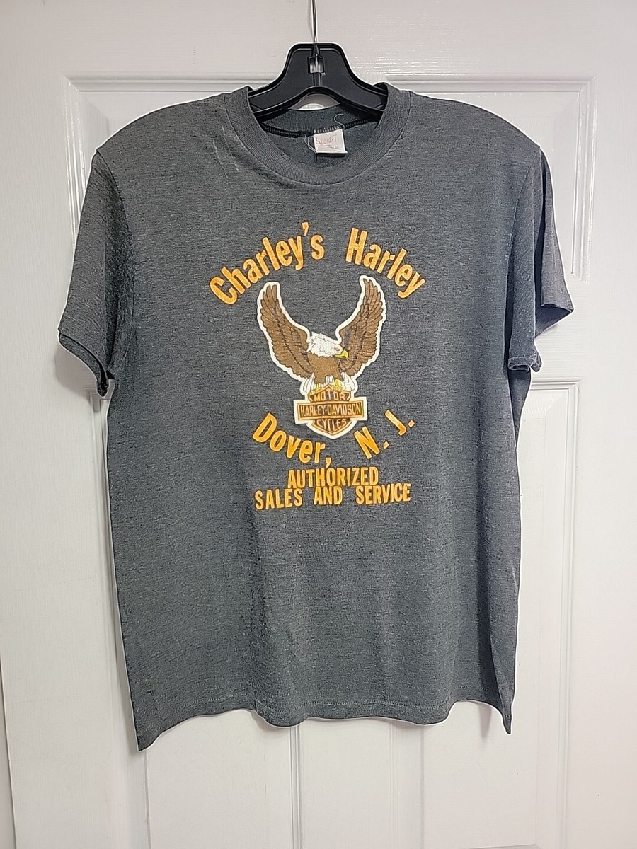 Vintage 80s Harley Davidson Dover, NJ Gray Large Sport-T Shirt