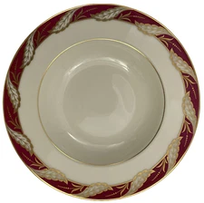 Lenox P-524-R Bellevue Maroon Rimmed Soup Bowl