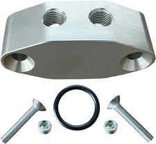 LS Oil Port Adapter Dual 1/8" NPT Oil Feed Line Plate with LS3 LS2 LQ4 LQ9 LS6