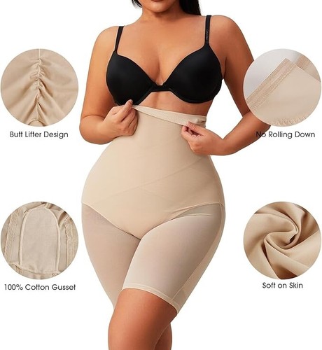 New - Nude MOVWIN Tummy Control Body Shaper Shorts High Waist Shape-wear Sz XL - 第 3/6 張圖片