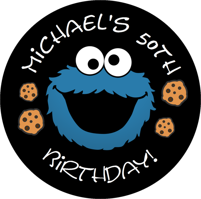 9 Personalized Baby Cookie Monster Party Stickers 3 Birthday