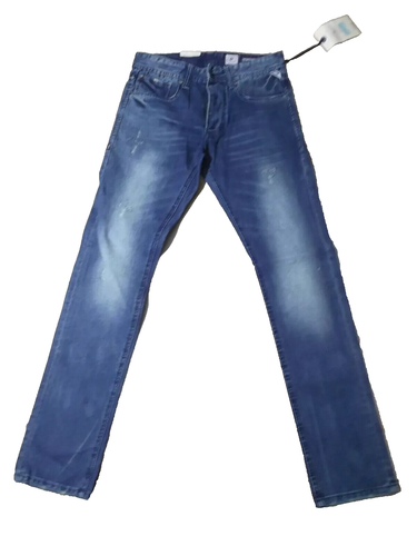jack e jones jeans uomo slim fit strappati tim original dritto blu Taglia W28L32 - Picture 3 of 7