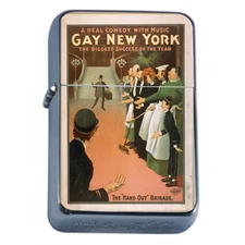 Silver Flip Top Oil Lighter Vintage Poster D 110 Comedy Gay New York Musical