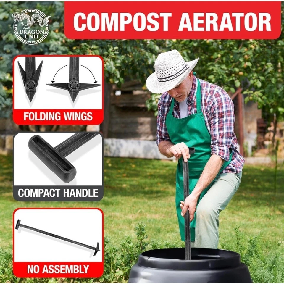 Herramienta giratoria aireador de compost Dragon Unit - resistente a la intemperie + etiquetas Foto 2 de 4