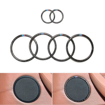 Carbon Fiber Door Audio Speaker Ring Loudspeaker Cover For BMW X5 X6 E70 E71