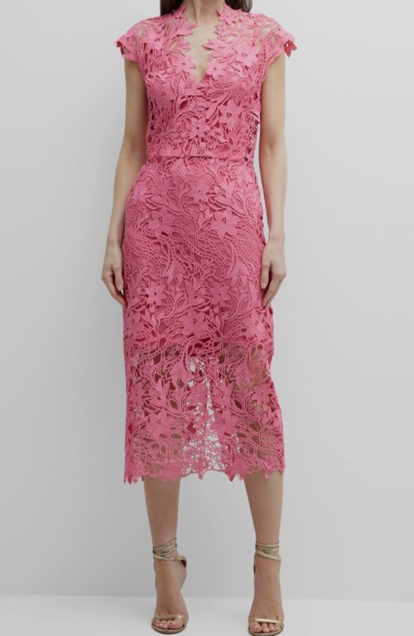 chinese dress ladies Georgina Lace Midi Dress in Black by ML Monique Lhuillier main image 1