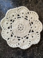 White Vintage Hand Crochet Wool  Doilies Handmade