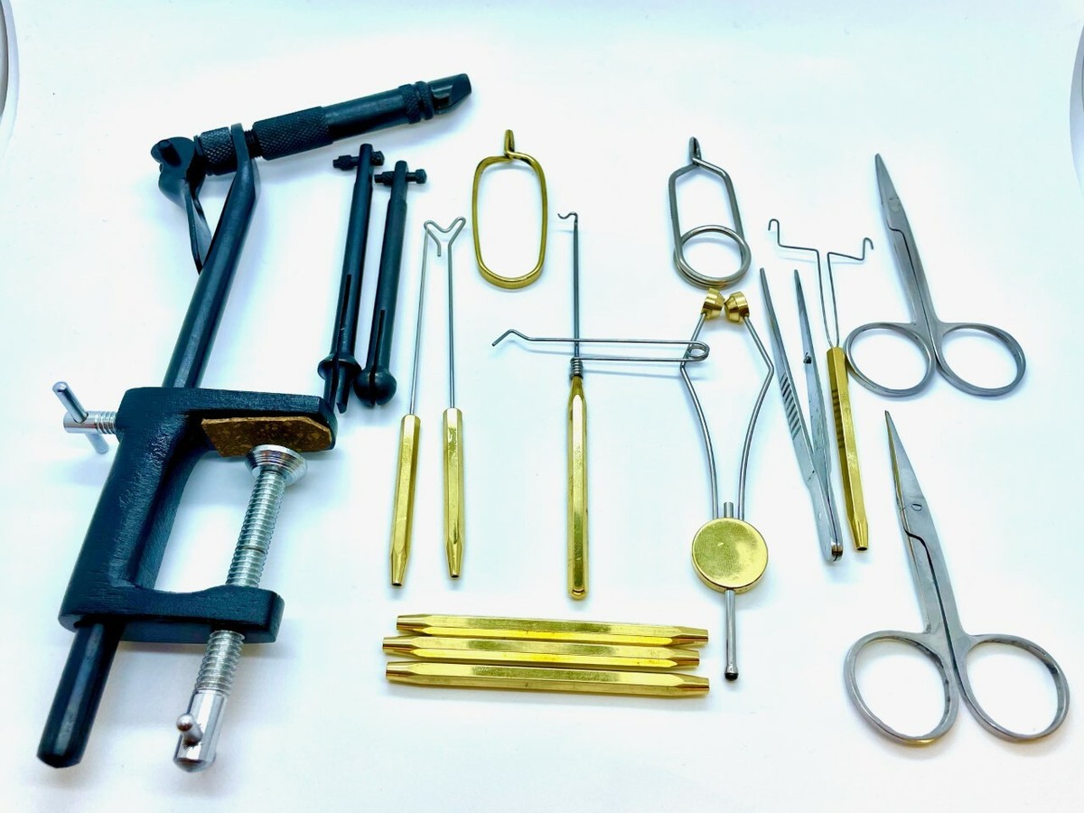 Kit De Montage De Mouches De Pêche Olax - Avec étau, Whip Finisher, Ciseaux, Enfile-bobine - Dans Boîte En Bois