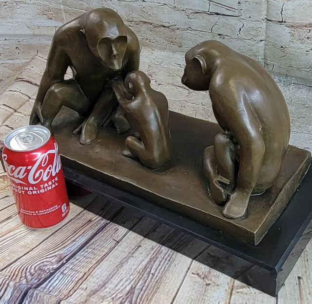 Art Nouveau by LostWax Method Baboon Family by Barye France French Bronze Statue Art Nouveau by LostWax Method Baboon Family by Barye France French Bronze Statue