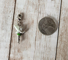 Disney Tinkerbell Tink Fashion Silver Green Sparkle Accents Clip On Add On Charm