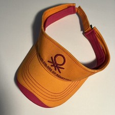 Vintage United Colors of Benetton Orange Pink Sun Golf Beach Adjustable Visor