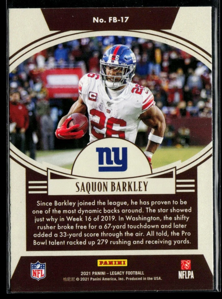 2021 Panini Legacy Flashback #FB-17 Saquon Barkley - Image 2 of 2