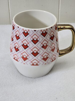 Edible Arrangement Geo Triangle/Heart, Gold Handle, Coffee Tea Mug, Red/Pink