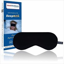 Mulberry Silk sleep mask for men  Women Adjustable Strap Black Pack of 1