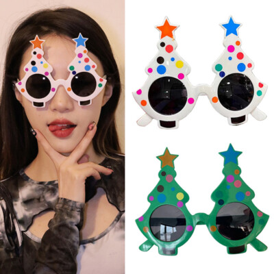 Christmas Glasses Funny Christmas Tree Glasses Sunglasses Halloween Party  Decor-