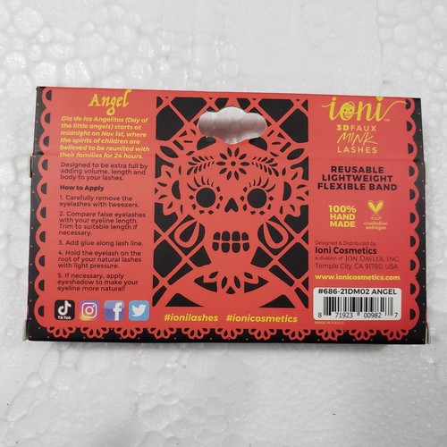 Ioni Cosmetics 3D Faux Mink Lashes Reusable Handmade Day of the Dead SEE VIDEO - Picture 6 of 30