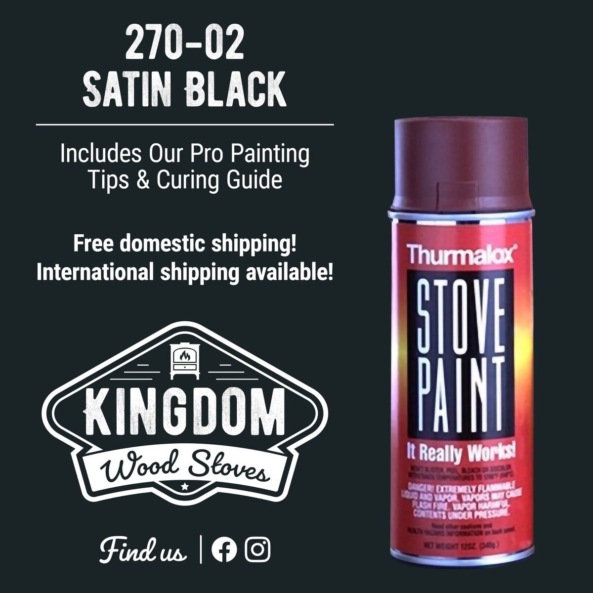 Thurmalox High Temp Stove Paint 270-02 Satin Black-Single Thurmalox High Temp Stove Paint 270-02 Satin Black-Single