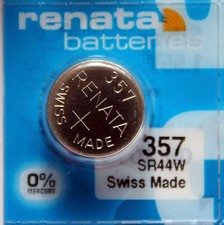 Renata 1.55V Button Cell Battery, 357 SR44W 2 Pcs