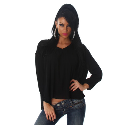 NEU - VOYELLES - GR. 36 - Bluse Tunika schwarz kurz sexy oversize