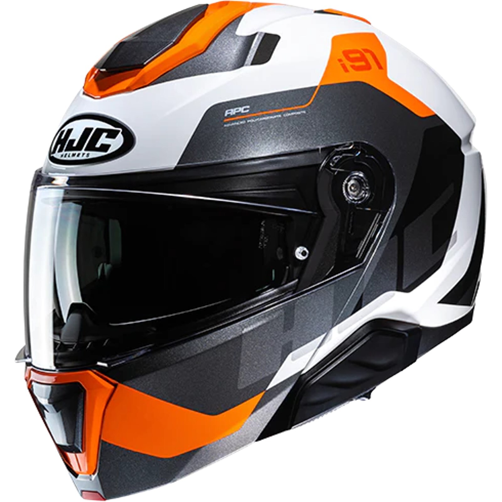 HJC Motorcycle Helmet L - I91 Carst - Flip Helmet White-Black-Orange