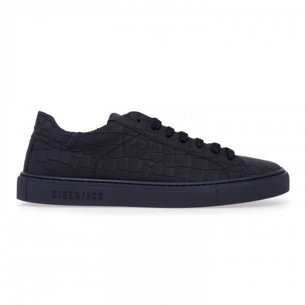Hide & Jack Black Crocodile Leather Lace Up Essence Sneaker Shoes