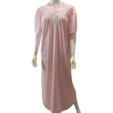 Movie Star Women s Size Large Night Gown Sleepwear Maxi Length Pink Nylon Lace