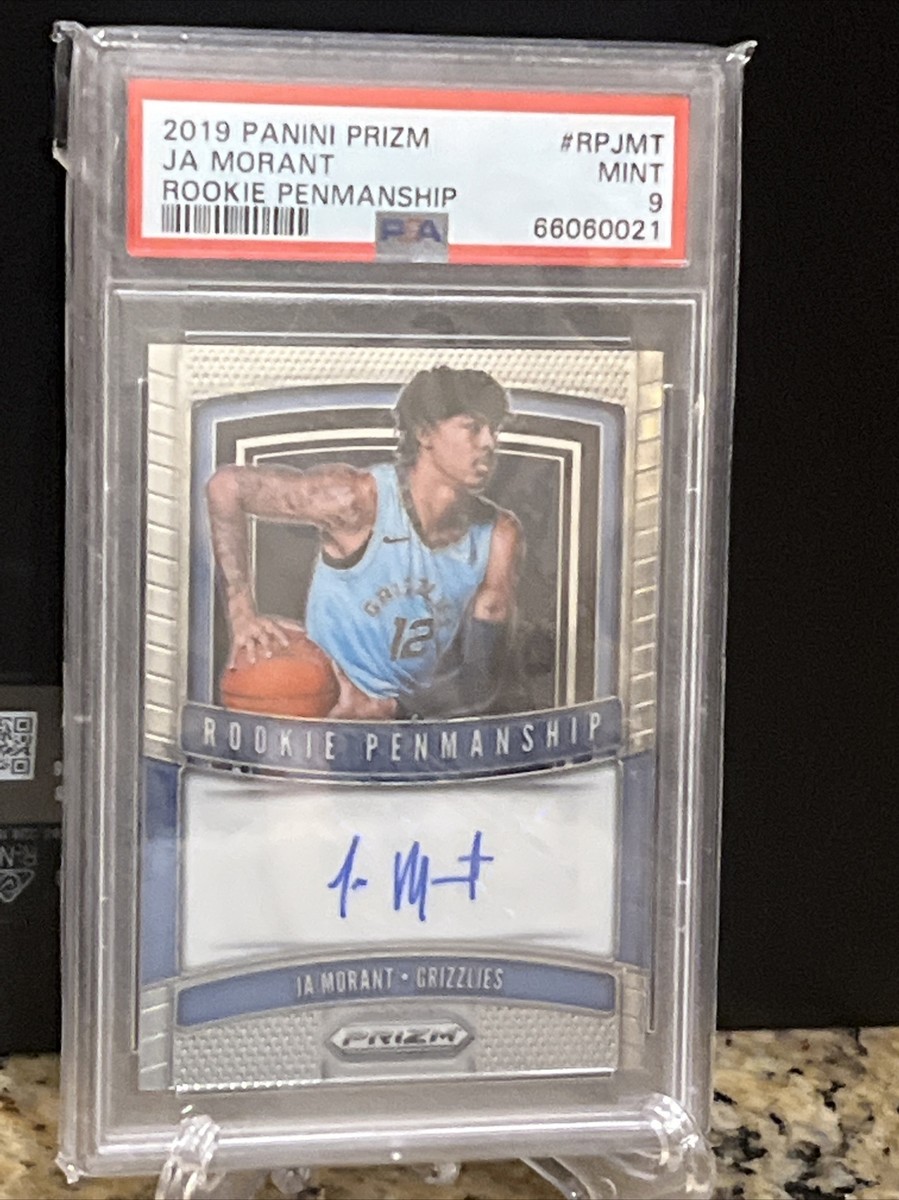 2019-20 Prizm Ja Morant Rookie Penmanship Auto RC #RP-JMT PSA 9 