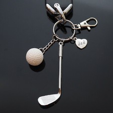 Golf Club  Ball Keychain Key Ring Fob Buckle - Dad Heart - Father's Day Gift