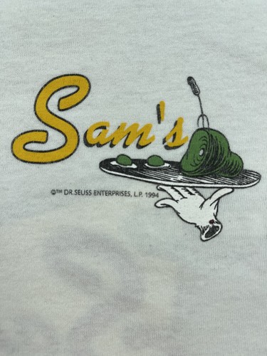 Dr. Seuss Eat @ Sam's Green Eggs & Ham Vintage 1994 Shirt 2 Sided Med-Lrg White - Picture 7 of 14