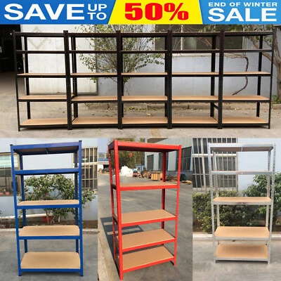 Garage Shed Racking Storage Shelving Units Boltless Metal Shelves 5 Tier - Cheap