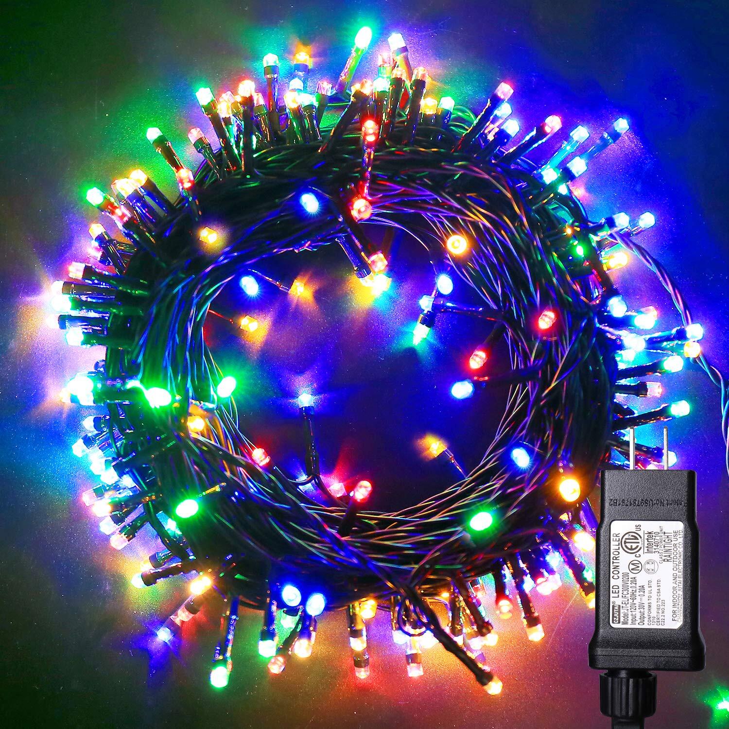 Christmas Lights Colored String Lights 33 ft 100 LED Waterproof Multicolor Tw...