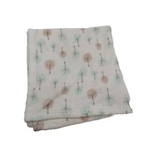 Lullaby Lane Baby Blanket White Multi-colored Leaves Leaf Pattern Square 30"