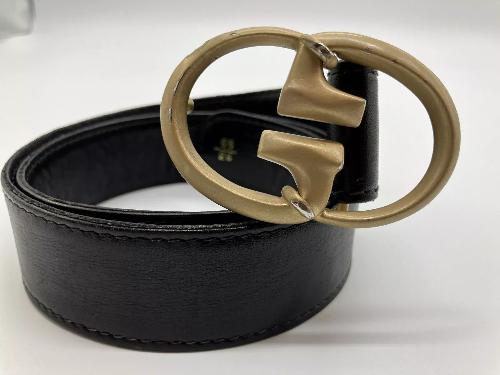 Ceinture Gucci noire dorée longueur totale 78 cm livraison gratuite
