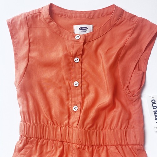 Old Navy Girls Salmon Sleeveless Button Up Jumpsuit 3T Pockets - Picture 5 of 8