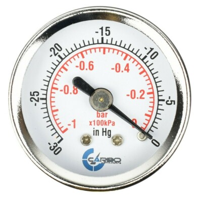 1-1/2'' Vacuum Gauge-Chrome Plate Steel Case, 1/8''NPT, Back Mnt. -30 inHg/0 Psi