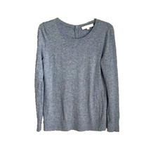New LOFT Blue Long Sleeve Button Back Sweater Wool Blend Size XS