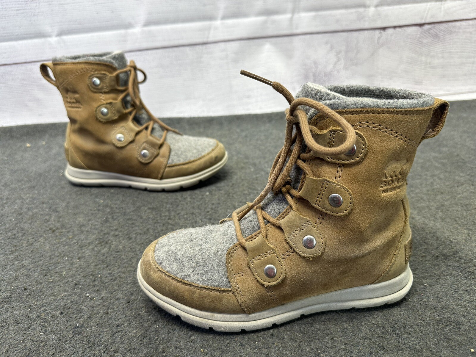 Sorel Snow Boots Womens 6.5 Explorer Joan Brown Lace Up Waterproof NL3423-224-image