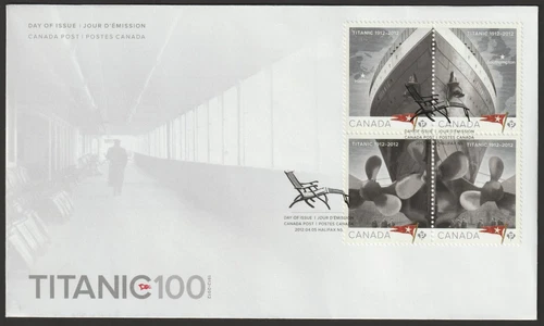 Canada #2534a, Titanic, Se-tenant Block of 4, Official First Day Cover, FDC 2012