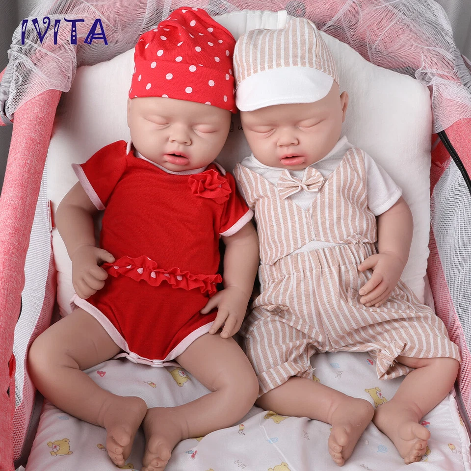 IVITA 20'' Junge or Mädchen Schlafende Infant Doll Silikonpuppe Frühgeborene - Bild 3 von 4