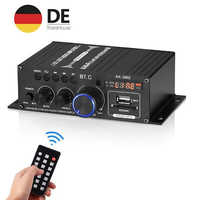 DOUK AUDIO Mini Bluetooth 5.0 Amplificador Digital Estéreo Hogar/Coche Amplificador Reproductor de Música USB