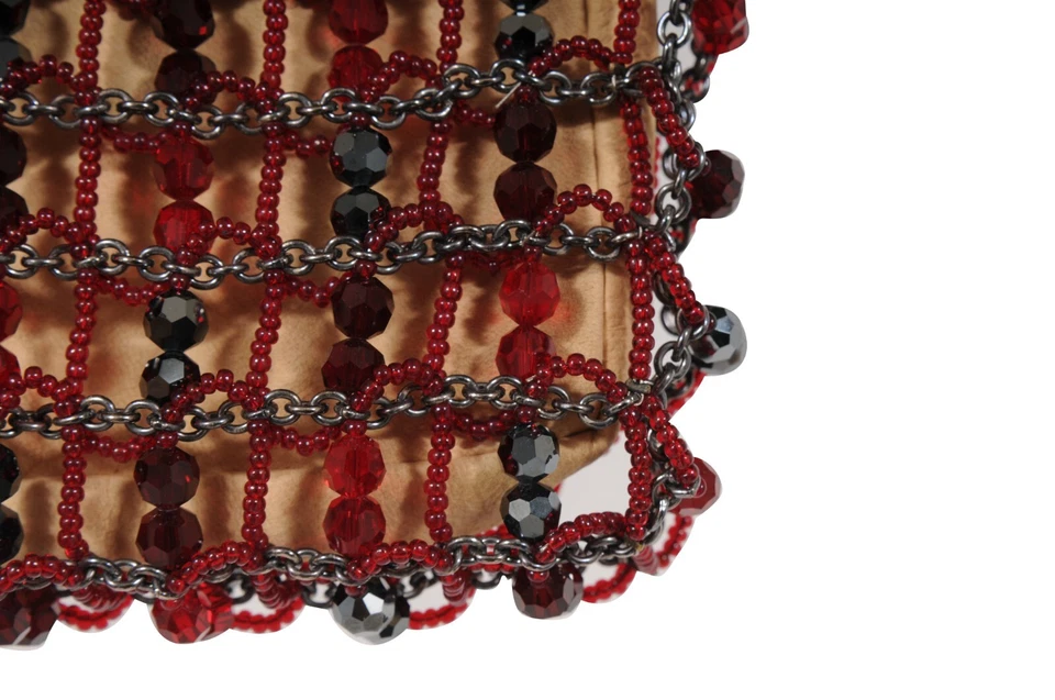 Mini bolso de hombro Daniel Swarovski vintage para mujer rojo negro cristal pedrería Foto 4 de 4