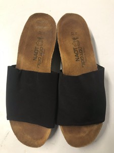 Womenâs NAOT Alana black stretch fabric wedge slide sandals size 6 / 37 EUC | eBay