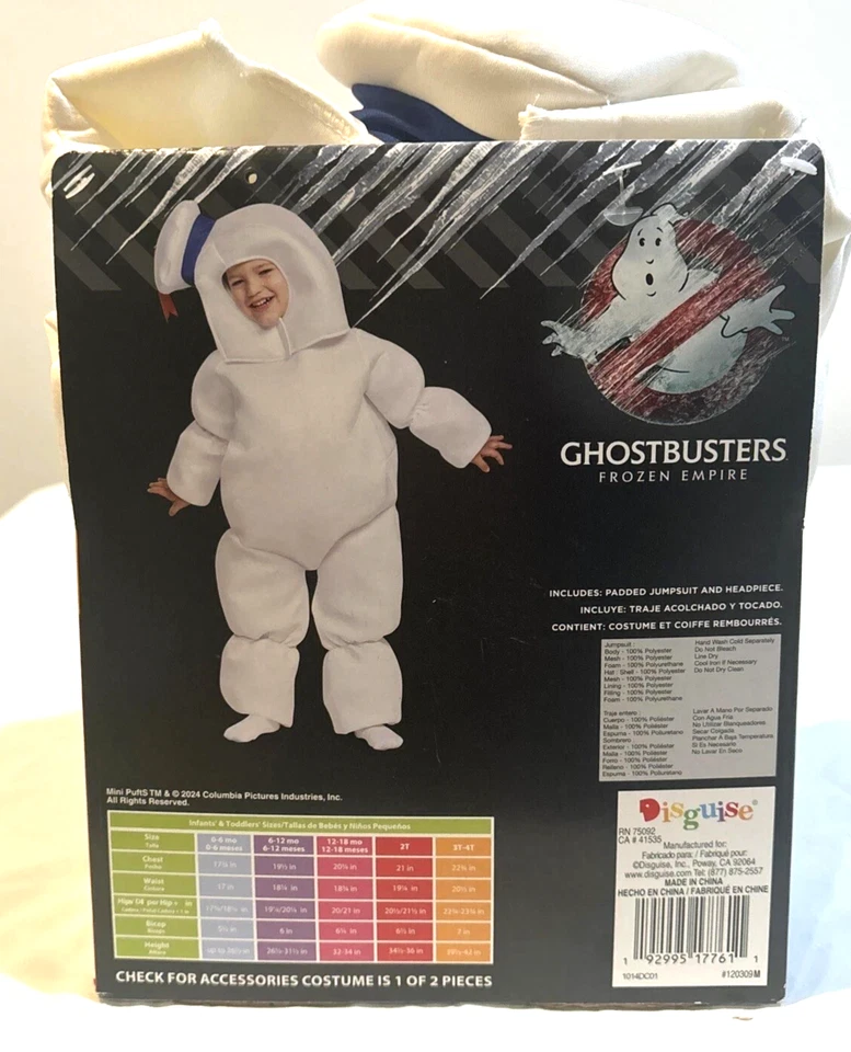 New Costume Stay Puft Marshmallow GhostBusters  infant/ toddler 3T- 4T NWT - Image 2 of 4